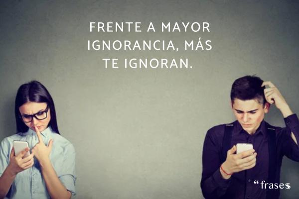 Frases para alguien que te ignora y tú lo amas - Frente a mayor ignorancia, más te ignoran.