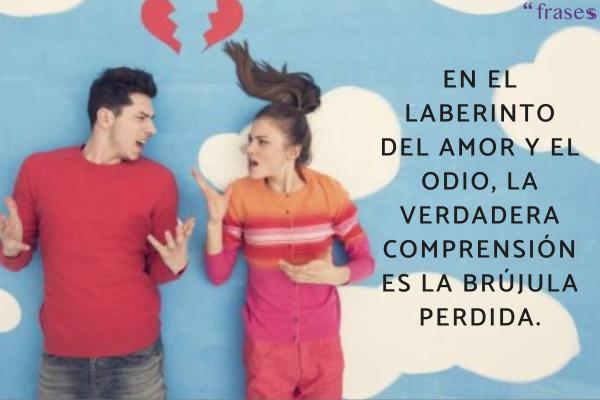 Frases de amor y odio - En el laberinto del amor y el odio, la verdadera comprensión es la brújula perdida.