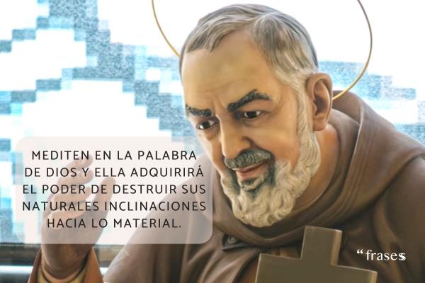Frases del Padre Pío - Mediten en la palabra de Dios y ella adquirirá el poder de destruir sus naturales inclinaciones hacia lo material.