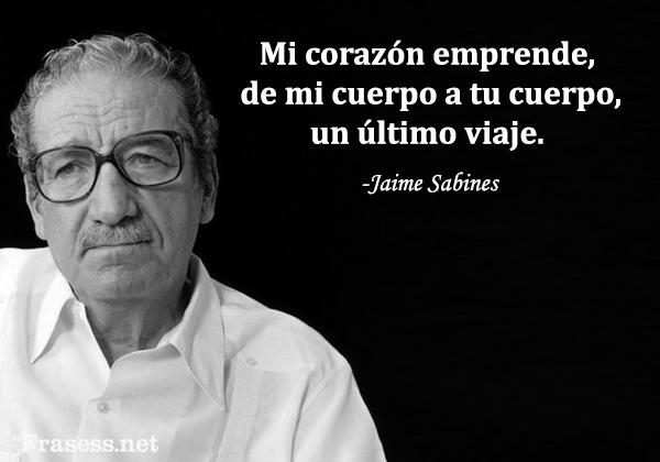 Frases de poetas - Mi corazón emprende, de mi cuerpo a tu cuerpo, un último viaje.