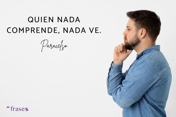 Frases de Paracelso - Quien nada comprende, nada ve.