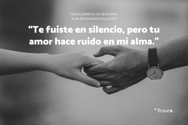 Frases de despedida de un ser querido fallecido - “Te fuiste en silencio, pero tu amor hace ruido en mi alma.”