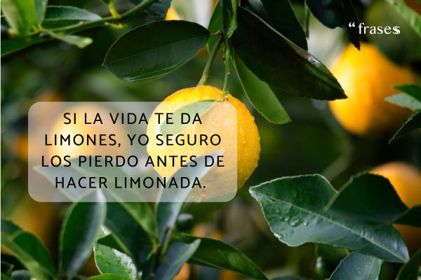 Frases graciosas para reírse de uno mismo - Si la vida te da limones, yo seguro los pierdo antes de hacer limonada. 