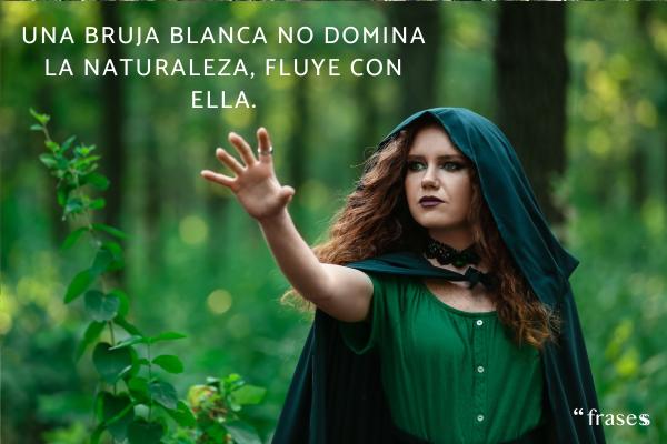 Frases de brujas blancas - Una bruja blanca no domina la naturaleza, fluye con ella.