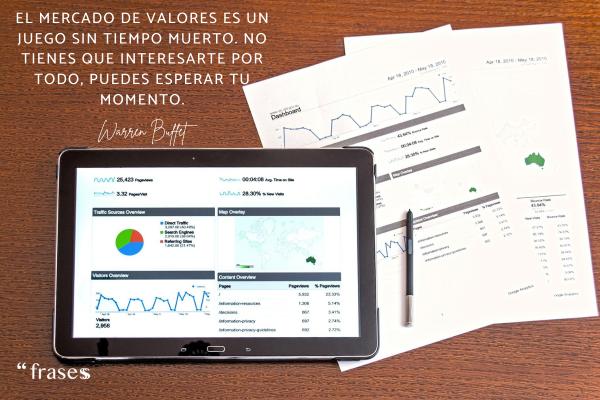 Frases de Warren Buffet - El mercado de valores es un juego sin tiempo muerto. No tienes que interesarte por todo, puedes esperar tu momento.