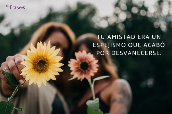 Frases para alguien que te ha decepcionado - Tu amistad era un espejismo que acabó por desvanecerse.